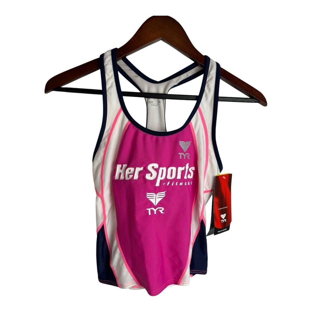 NWT TYR Activewear Women’s XSmall White And Pink Tank New USA Flaw